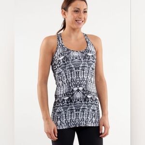 Lululemon Cool Racerback White Black Glacier Lace Size 8-10